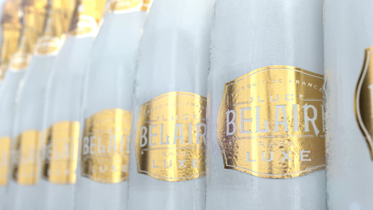 Luxe Luc Belaire bottles in a row