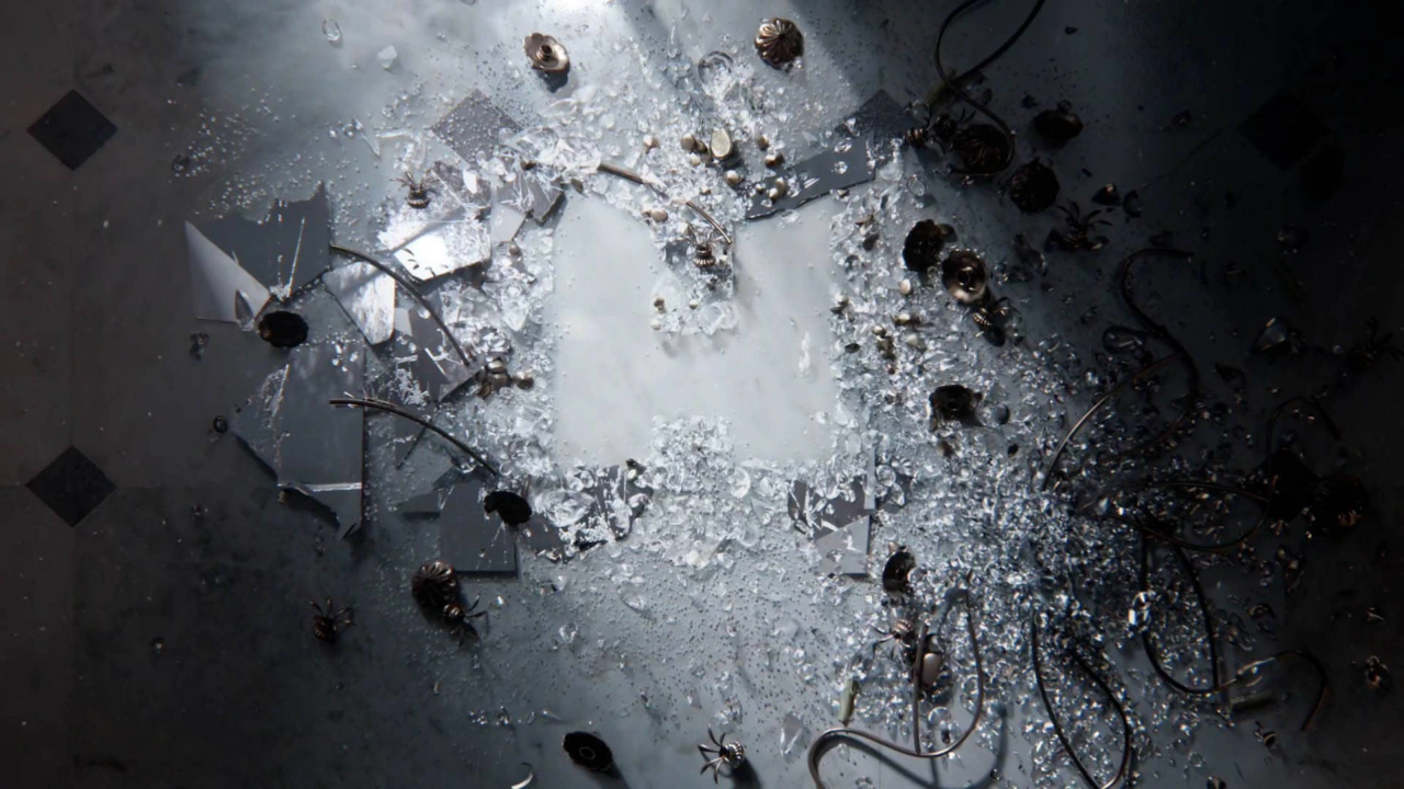 Chandelier pieces forming Viasat's 'H' mark