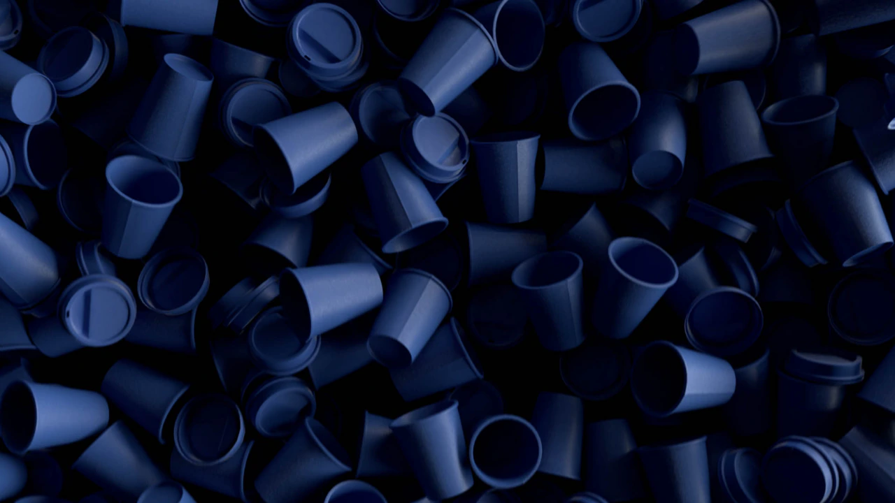 A wave of plastic coffee cups, part of the Everlane Black Friday campaign
